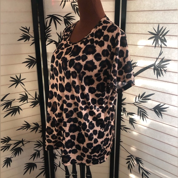 Losturban Leopard Print Athletic Short Sleeve Shirt Plus Size XXL - Picture 2 of 13